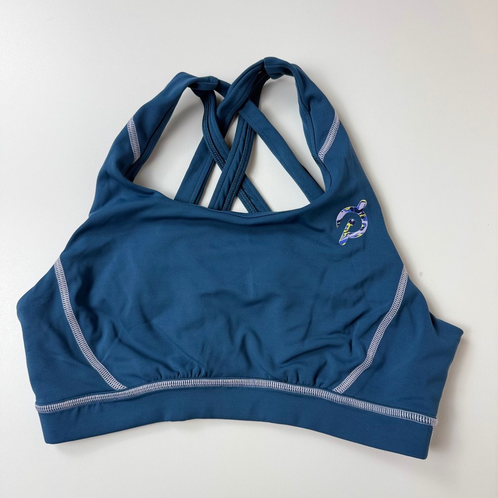 Peloton Womens Medium Teal Blue Strappy Back Performance Sports Bra RN150110
